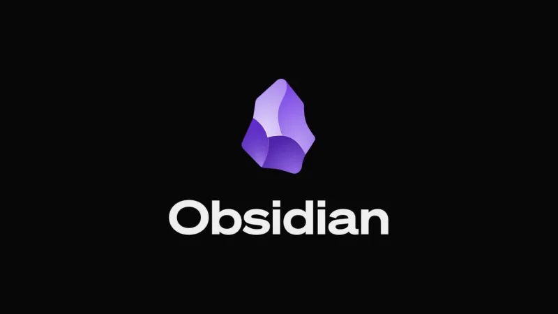 Logo de Obsidian con fondo negro.