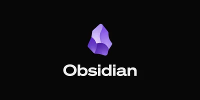 Logo de Obsidian con fondo negro.